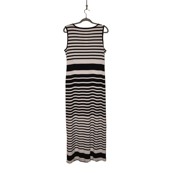 CHICO'S NEW $119 Knit Kit Diagonal Striped Maxi Dress Black/White 1 / Medium - Picture 2 of 3